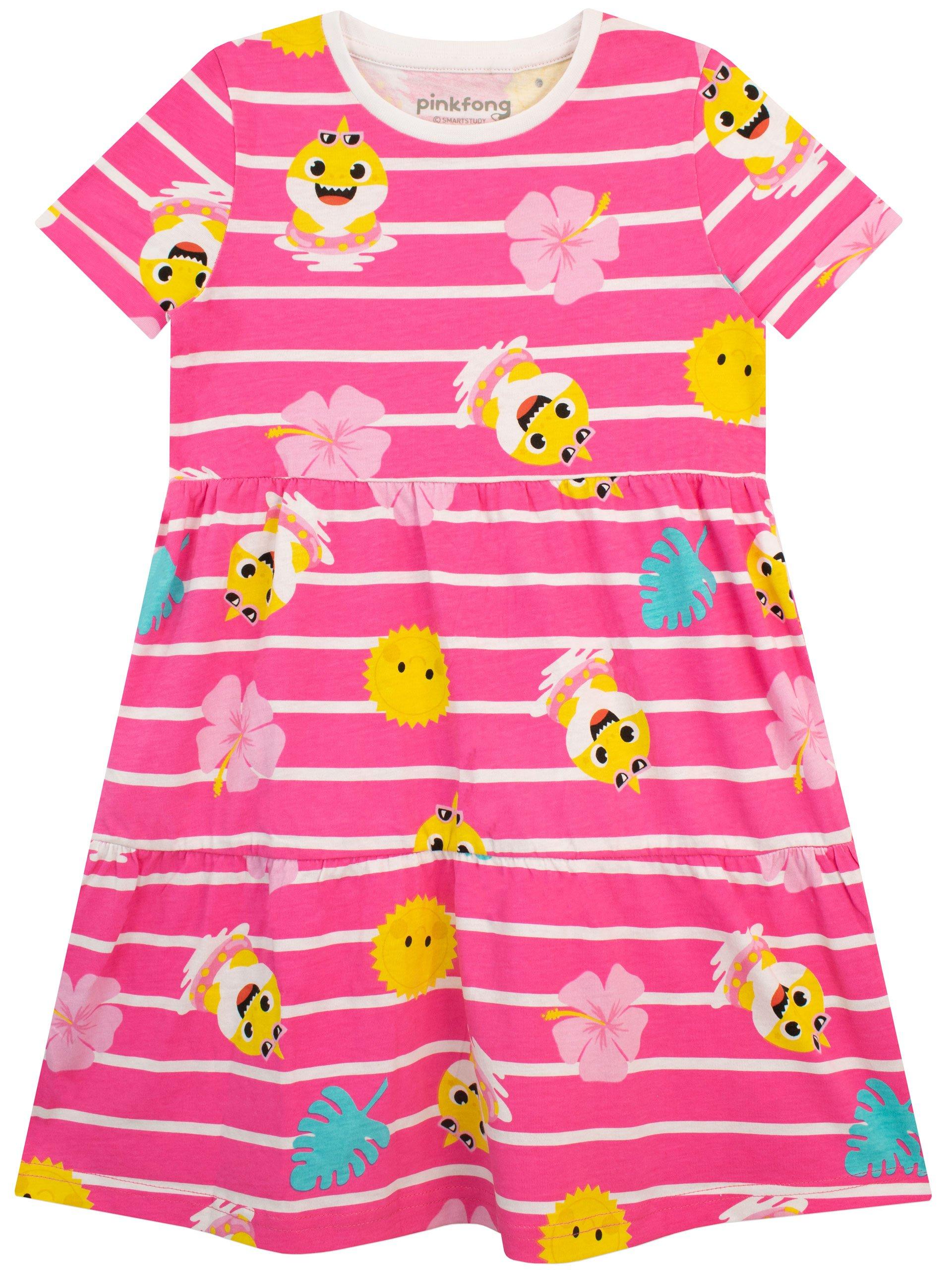 Платье в полоску с коротким рукавом Baby Shark, розовый короткова е ред baby shark раскраска розовая