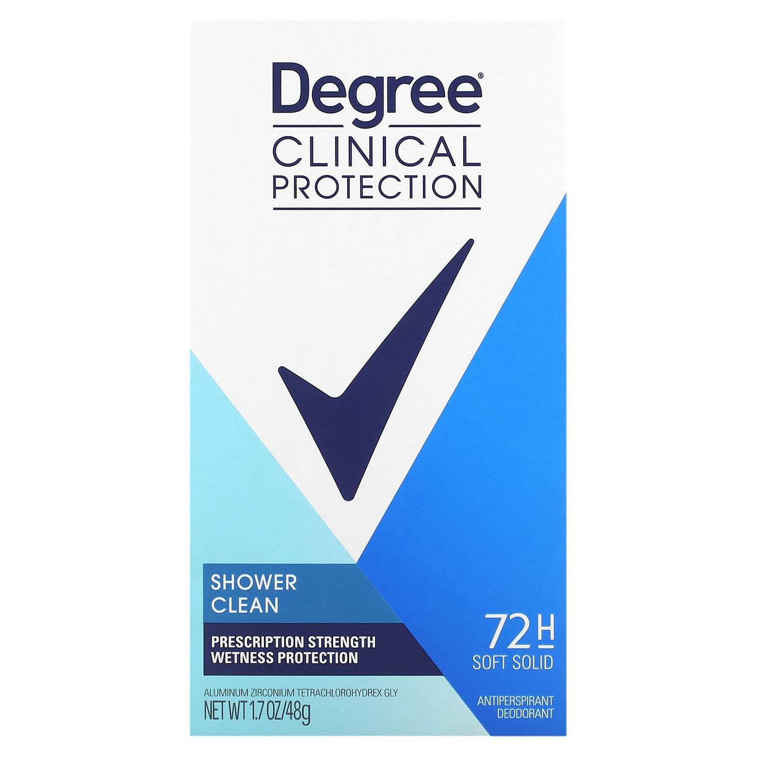 

Для женщин, Clinical Protection, дезодорант-антиперспирант, мягкое средство, очищение для душа, 48 г (1,7 унции), Degree