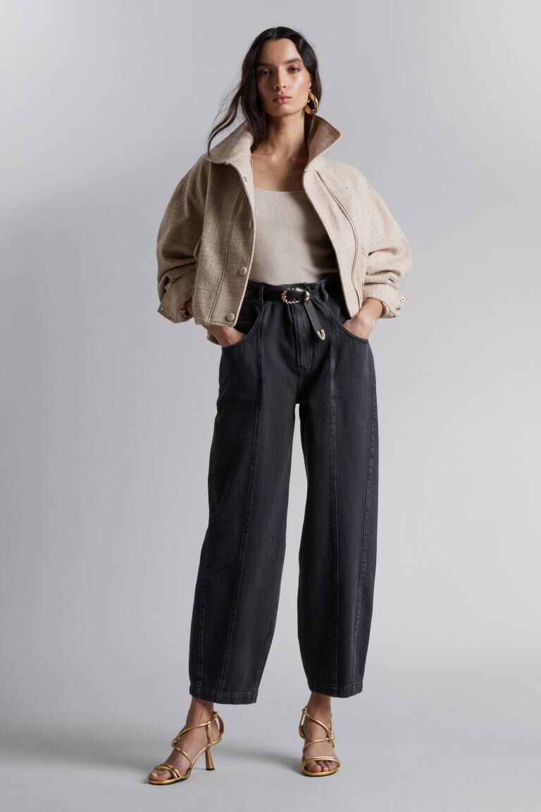 

Жаккардовая байкерская куртка H&M, бежевый