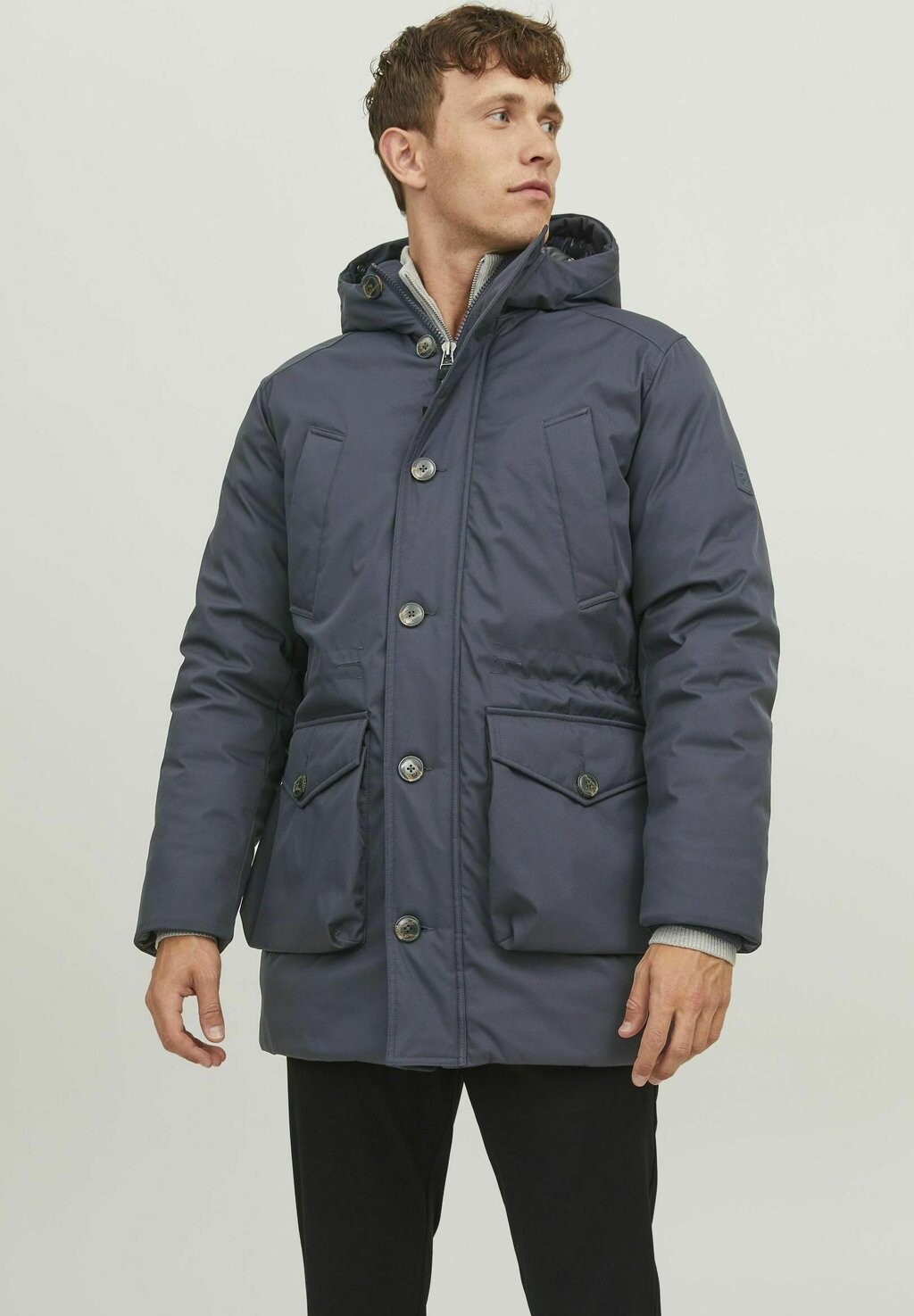 

Зимнее пальто КАПУЗЕН Jack & Jones, темно-синий