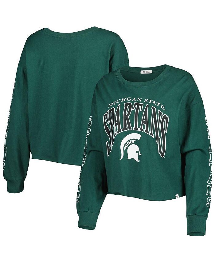 

Зеленая женская укороченная футболка с длинным рукавом Michigan State Spartans Parkway II '47 Brand, зеленый