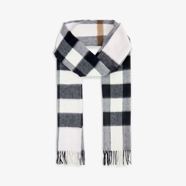 

Кашемировый шарф Half Mega Check с бахромой Burberry, розовый