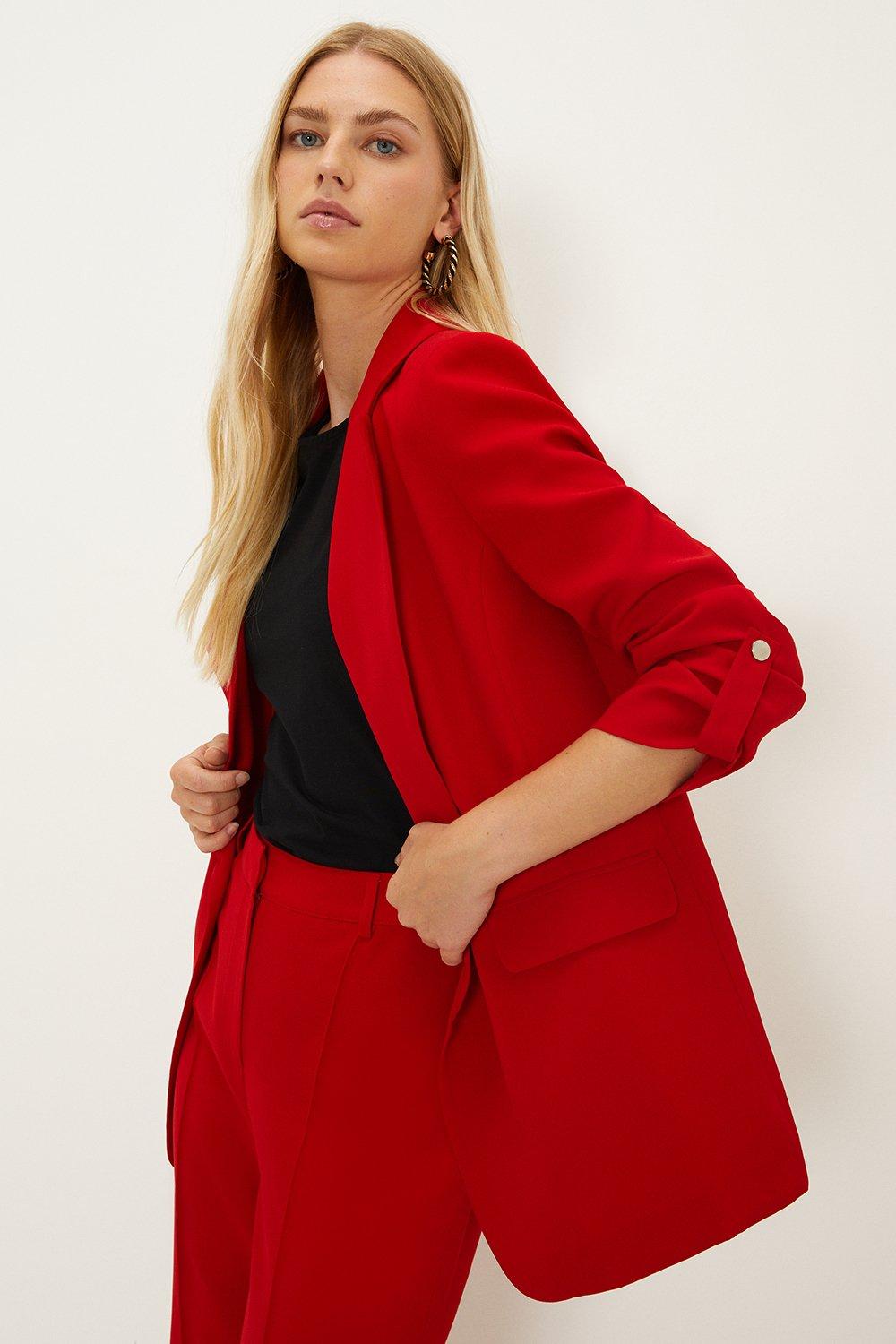 Приталенный пиджак оверсайз с закатанными рукавами Oasis, красный