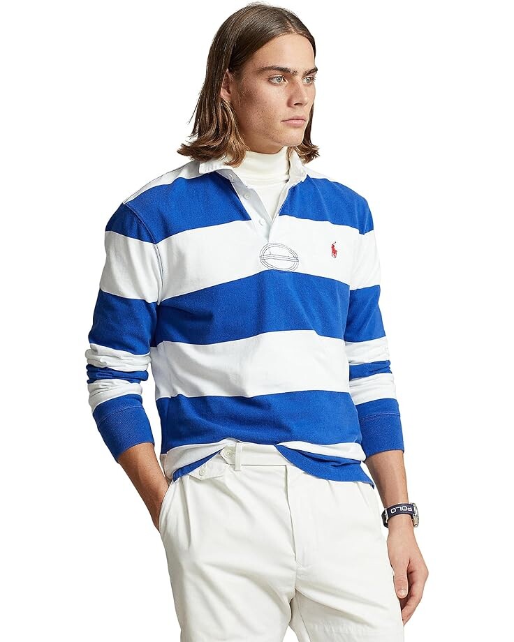 

Рубашка Polo Ralph Lauren The Iconic Rugby Shirt, цвет Blue/White