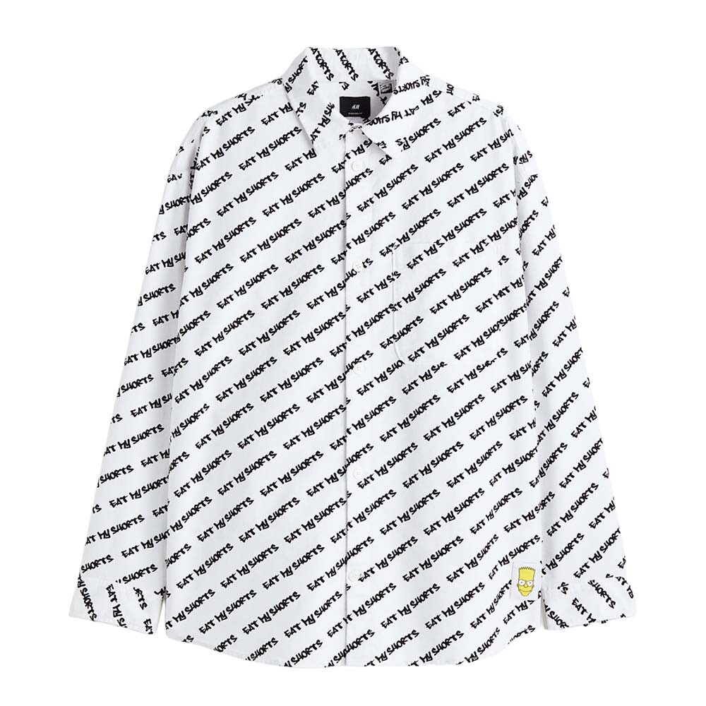 

Рубашка H&M The Simpsons Oversized Fit Oxford, белый/черный