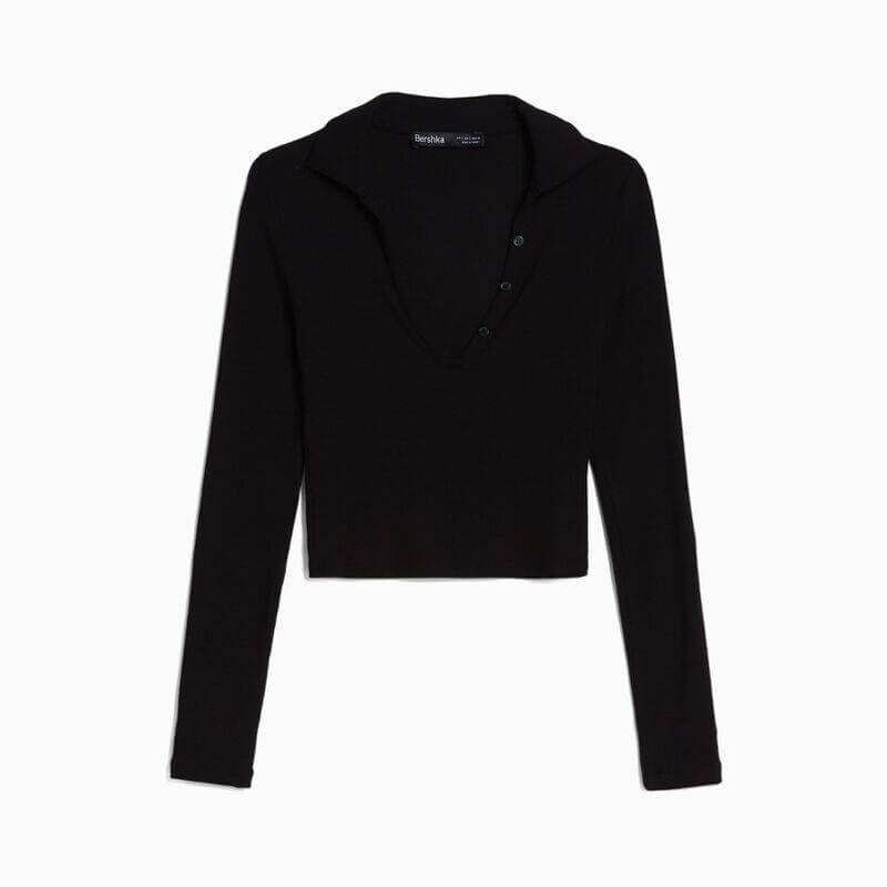 

Лонгслив Bershka Jacquard, черный