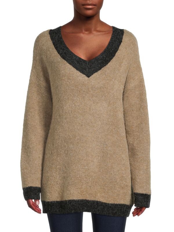 

Свитер с нечетким v-образным вырезом Joseph A Mocha heather