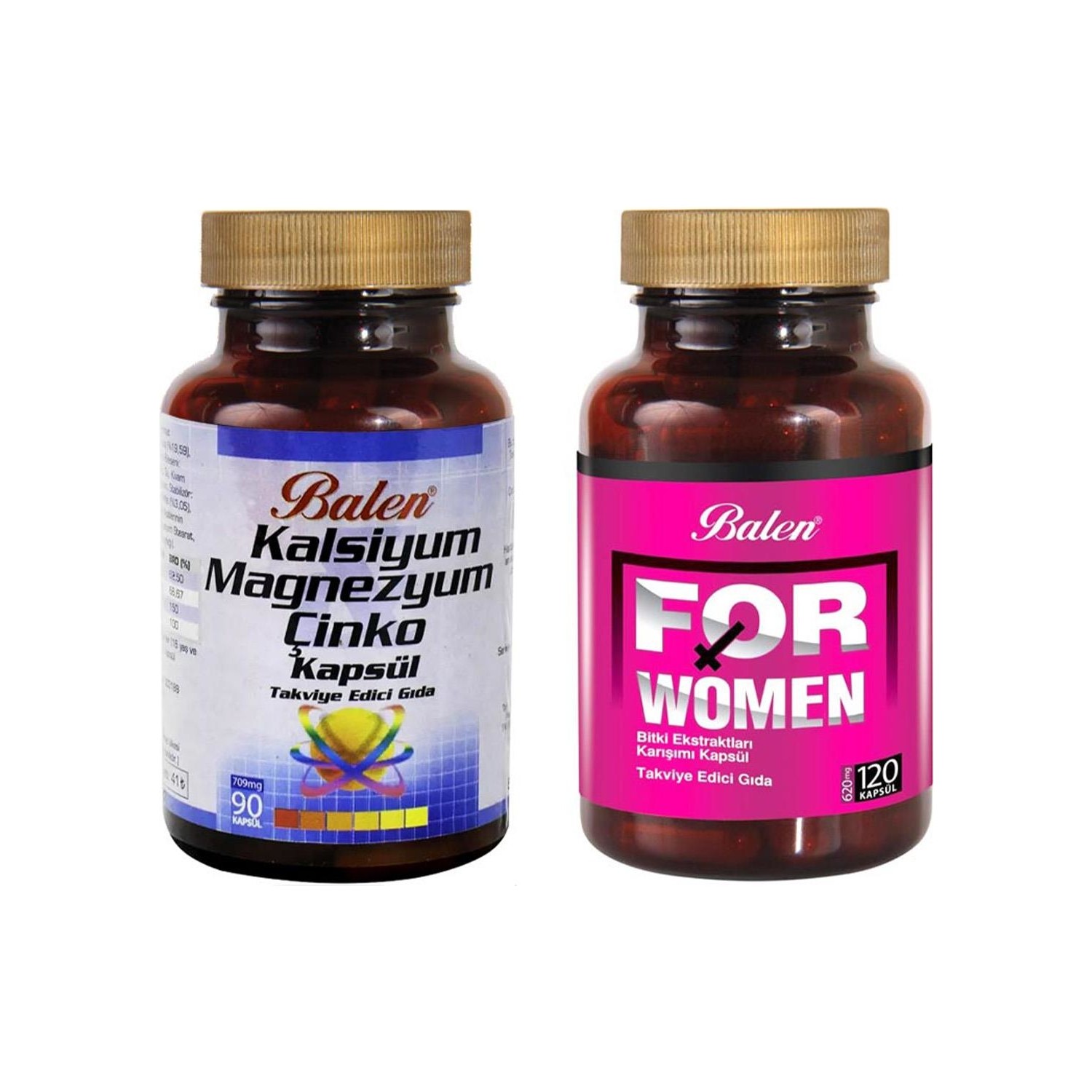 Активная добавка Balen For Woman, 120 капсул, 500 мг + Витаминный комплекс Balen Calcium Magnesium Zinc, 90 капсул, 709 мг nugenix мака 500 мг 90 капсул