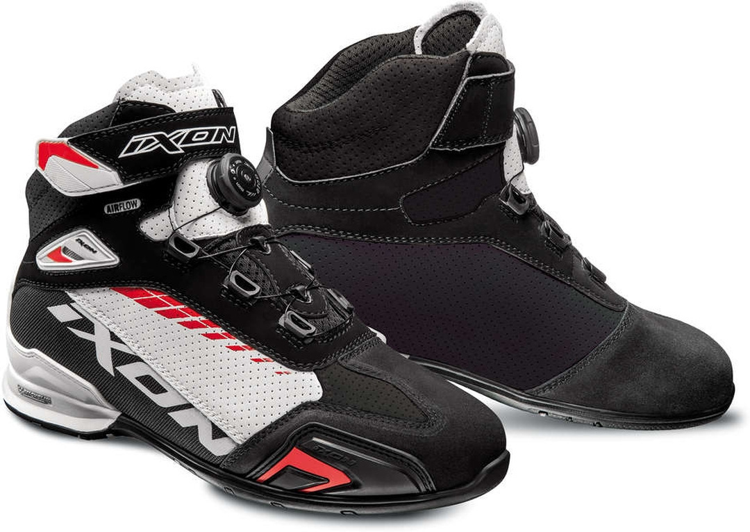Обувь Ixon Bull Vented для мотоциклов, черно-бело-красная