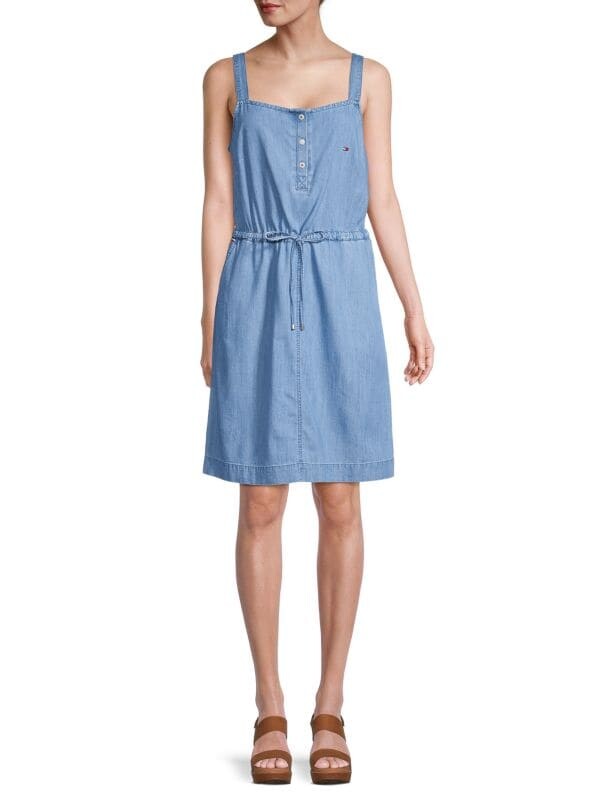 

Платье-рубашка Tommy Jeans из шамбре, wash