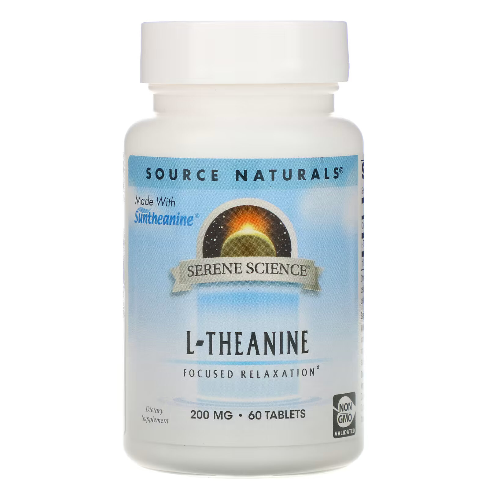 Source Naturals, L-теанин, 200 мг, 60 таблеток source naturals serene science l теанин 200 мг 60 капсул