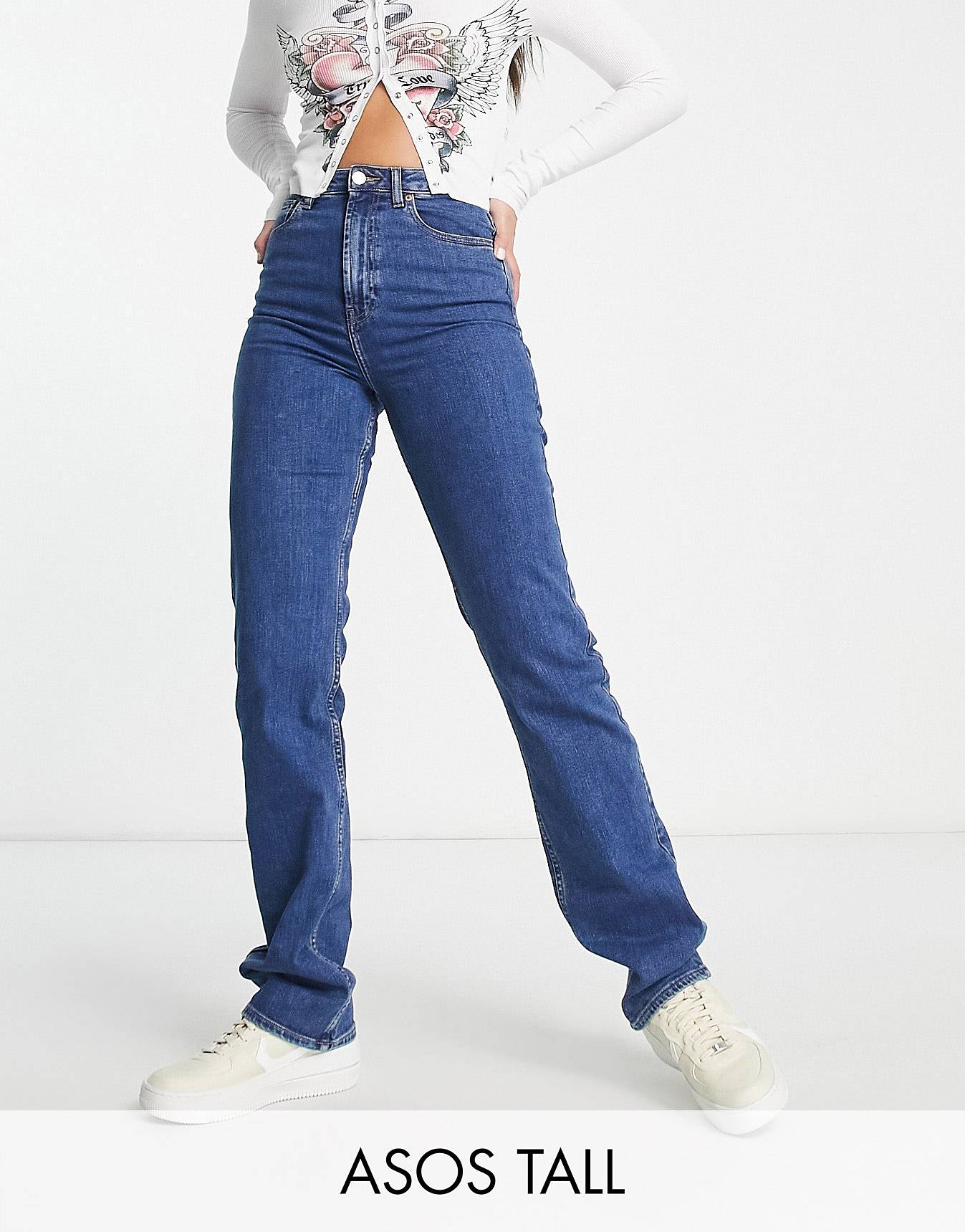 синие джинсы прямого кроя asos design tall Синие джинсы прямого кроя ASOS DESIGN Tall