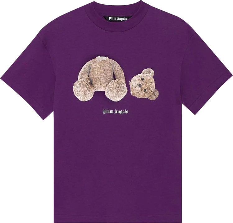 Футболка Palm Angels Bear Classic Tee 'Purple/Brown', фиолетовый - фото