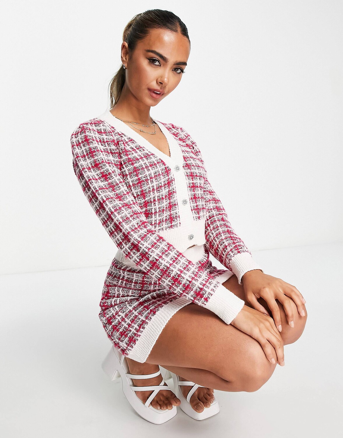 

Розовый вязаный кардиган из букле Miss Selfridge