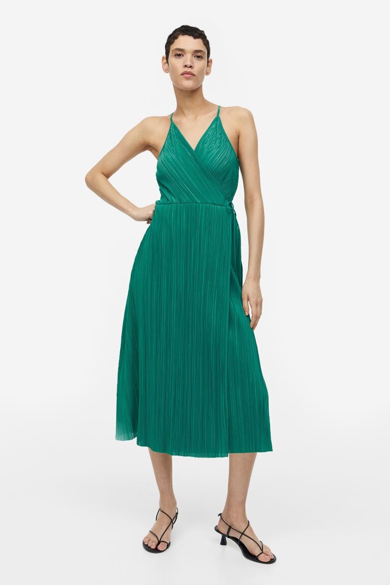 

Плиссированное платье с запахом H&M, темно-бирюзовый, Зеленый