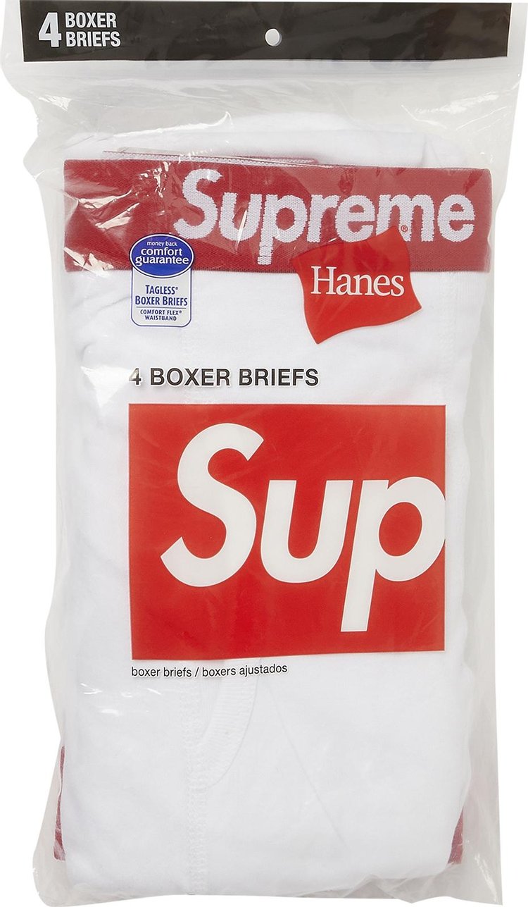 Supreme Hanes Boxer Briefs (4 Pack) White