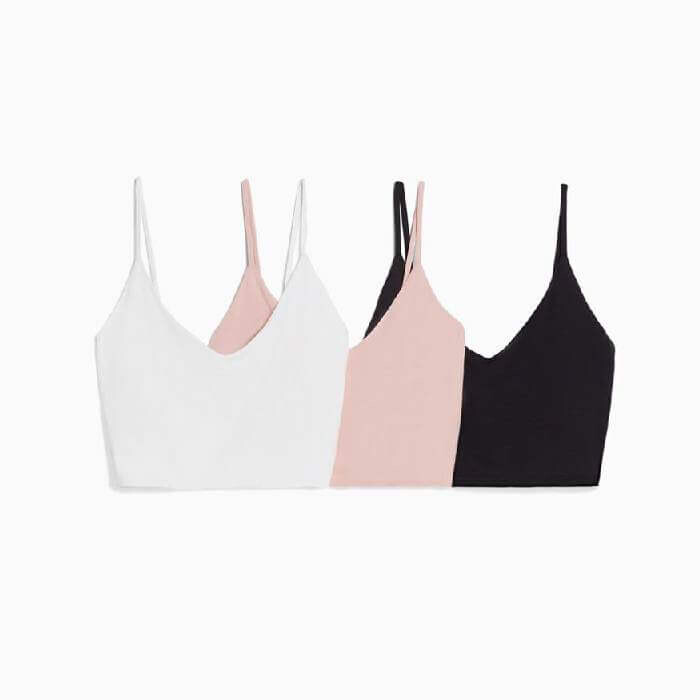 

Комплект топов Bershka Strappy Crop Top, 3 предмета, белый/черный/розовый