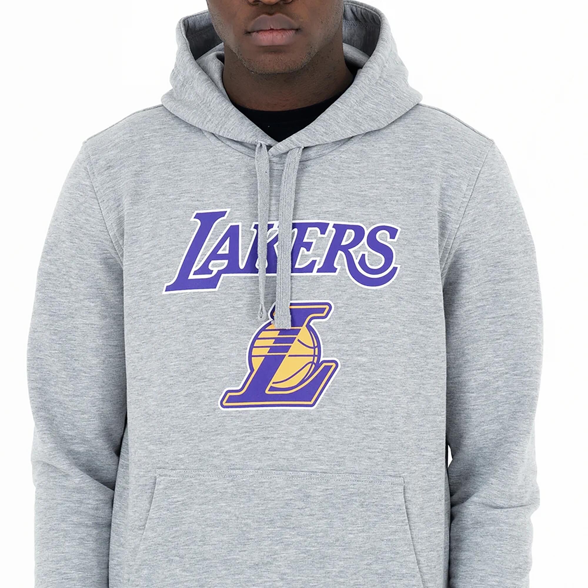 Толстовка NBA Los Angeles Lakers с капюшоном женская/мужская серая NEW ERA