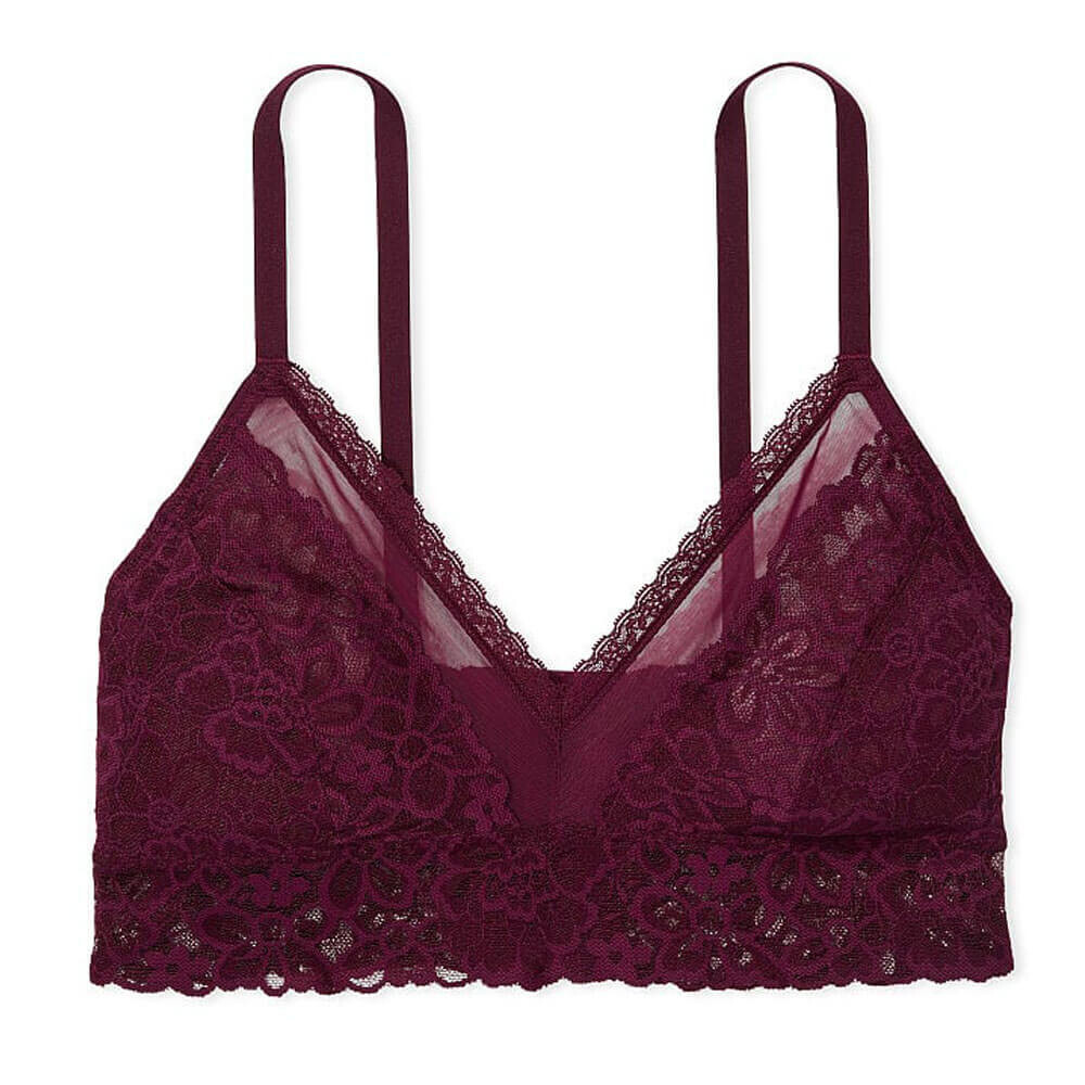 

Кружевной бюстгальтер без косточек Victoria's Secret Curvy, бордовый