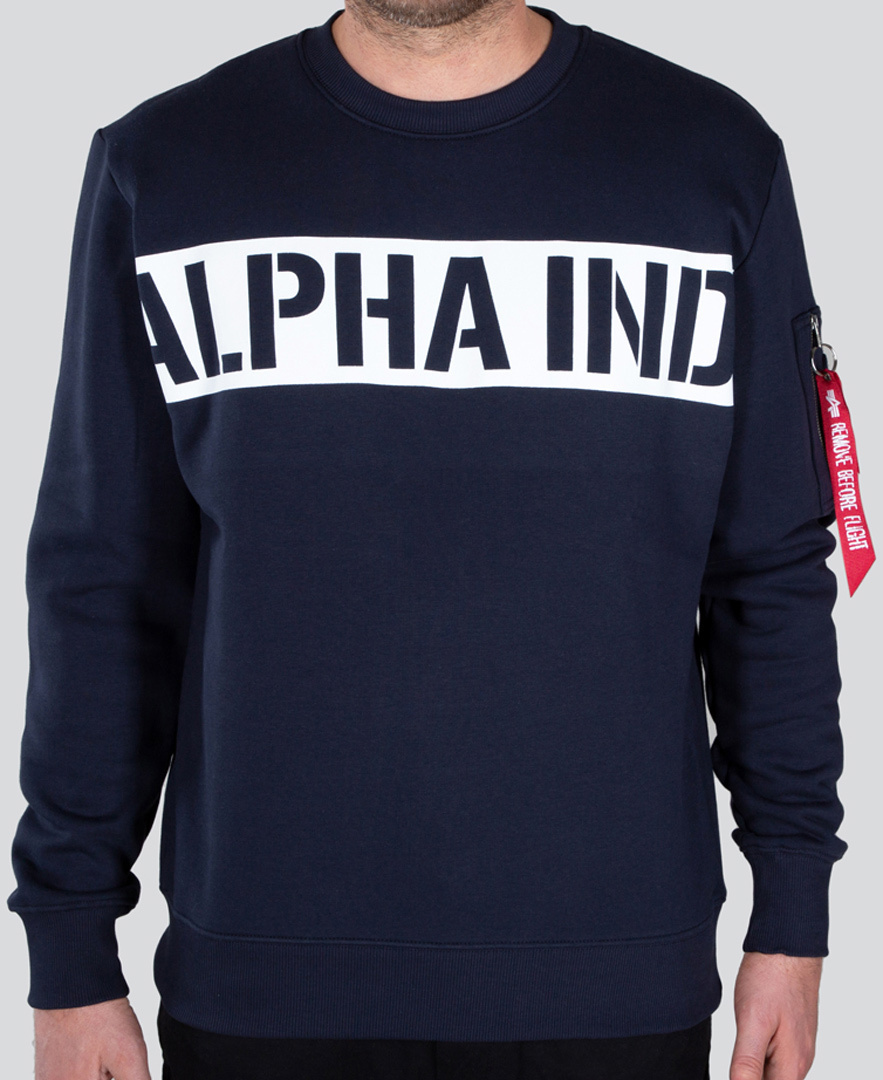 цена Пуловер Alpha Industries Printed Stripe, темно-синий