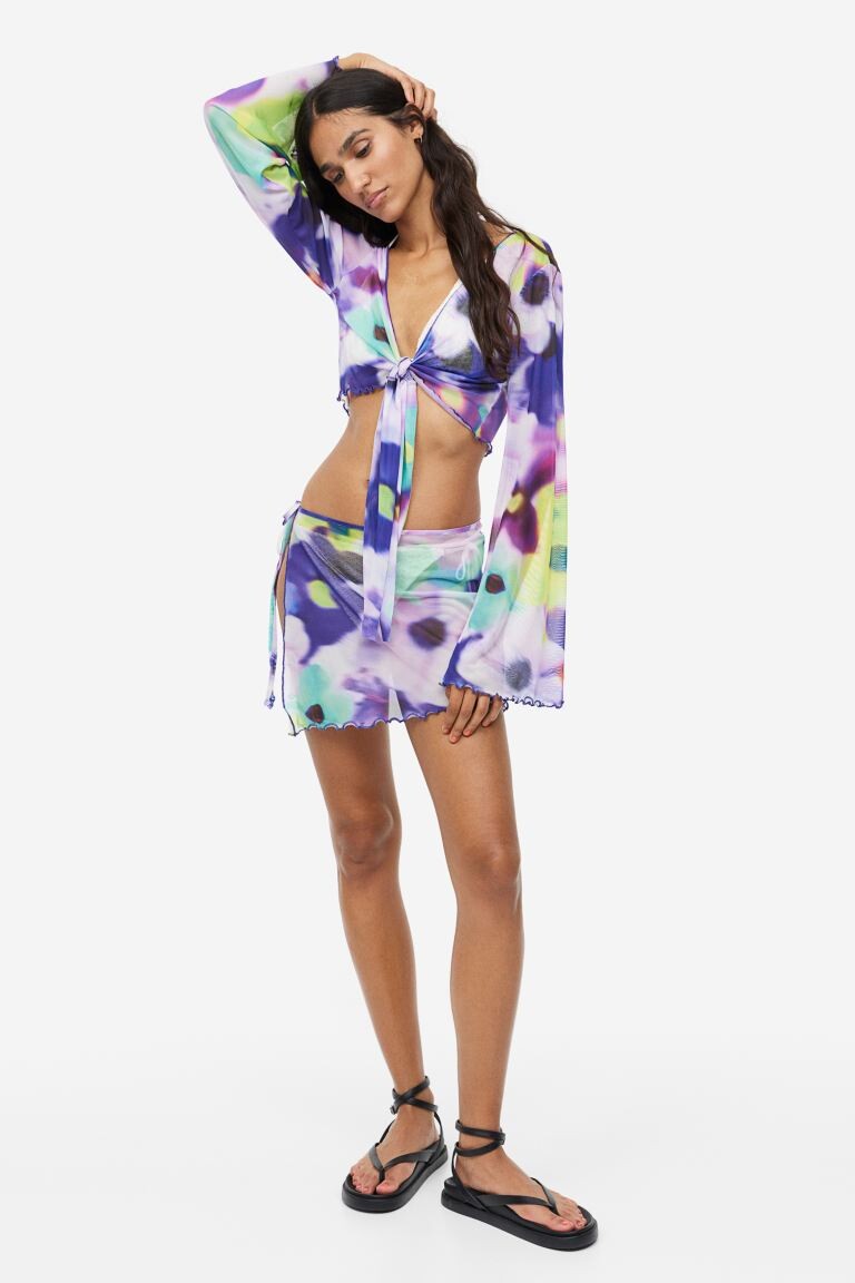

Короткий саронг H&M, фиолетовый/цветочный