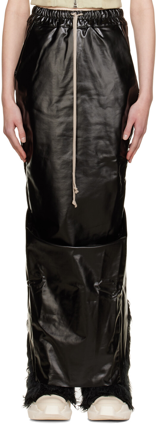 

Черная длинная юбка из искусственной кожи Pillar Rick Owens Drkshdw