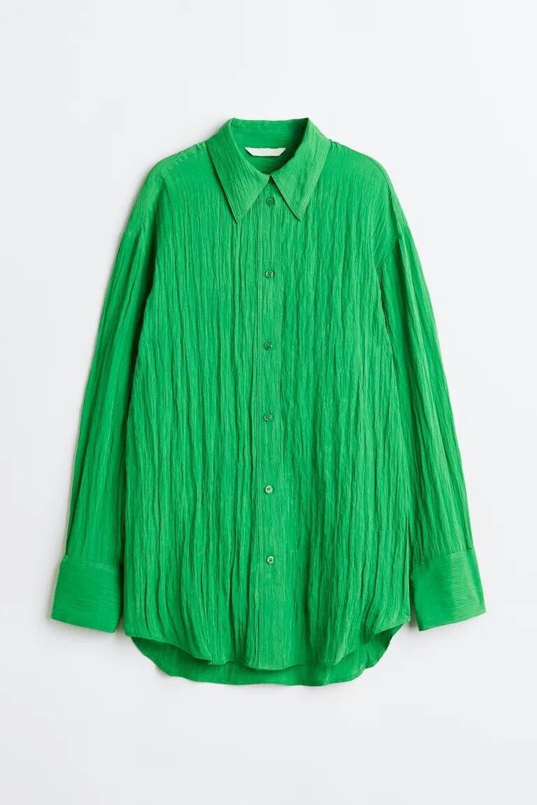 

Рубашка H&M in crinkled chiffon, зелёный