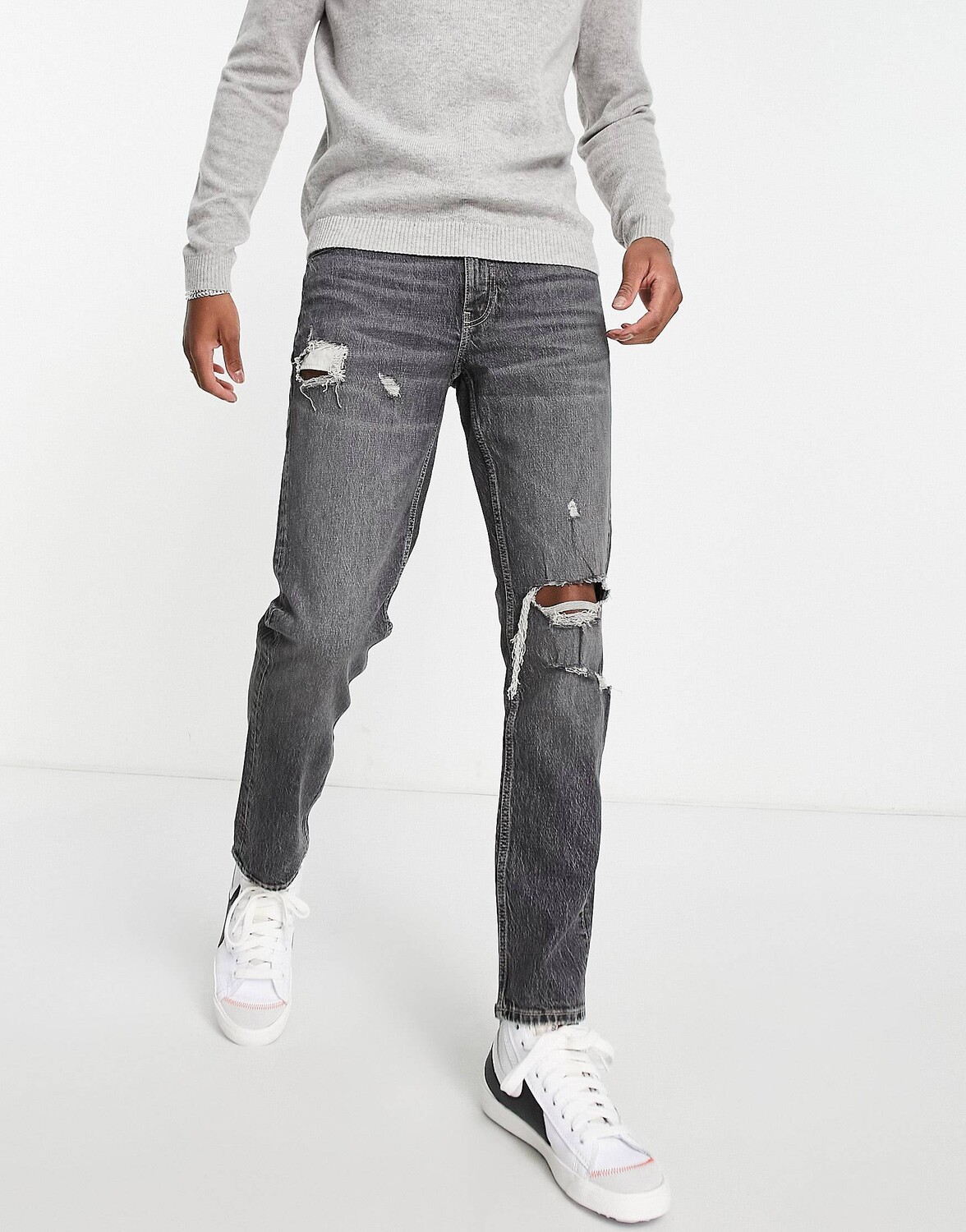 

Серые зауженные эластичные джинсы "американская классика" ASOS DESIGN Cone Mill Denim