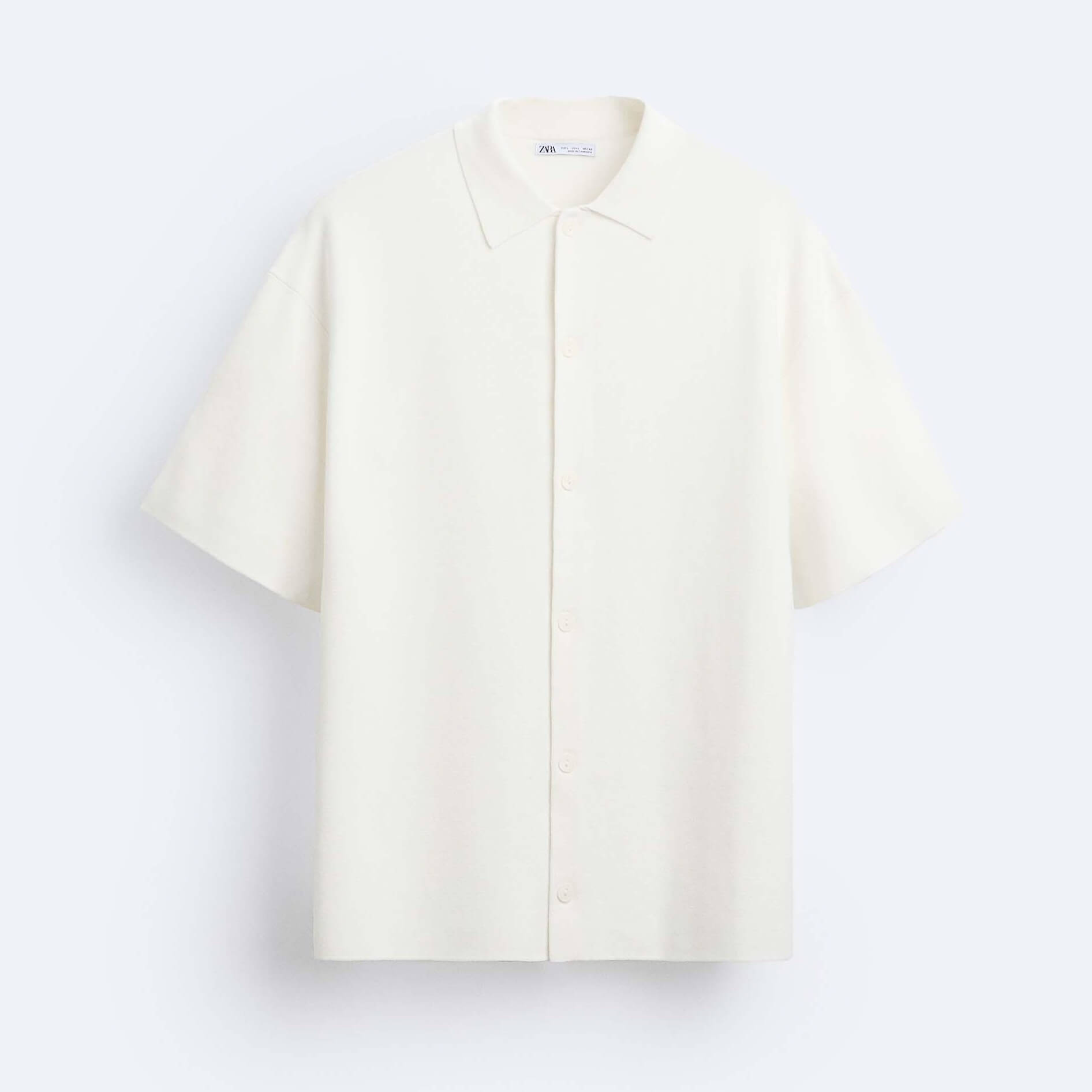 Рубашка Zara Knit Viscose Blend, светло-бежевый