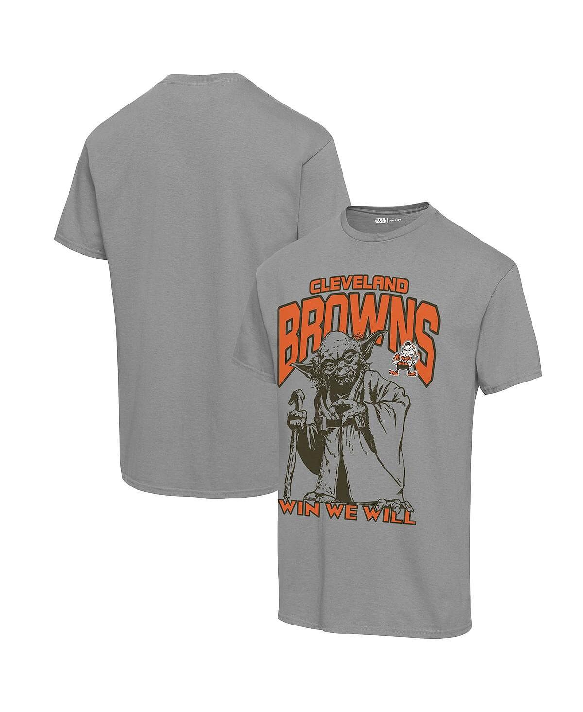 

Мужская графитовая футболка cleveland browns disney star wars yoda win we will Junk Food