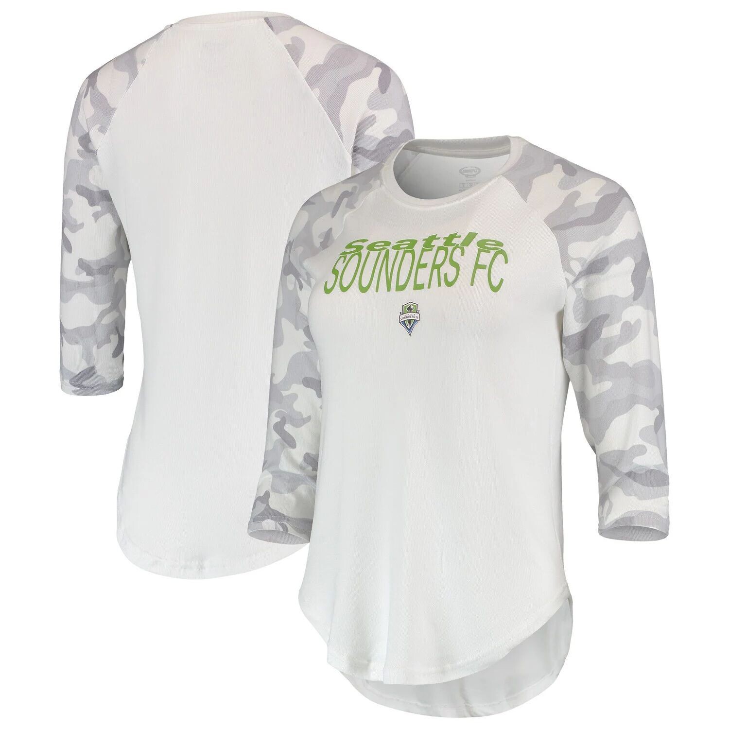 

Женская футболка Concepts Sport белая/серая, композитный топ реглан с рукавами 3/4 Seattle Sounders FC, Белый