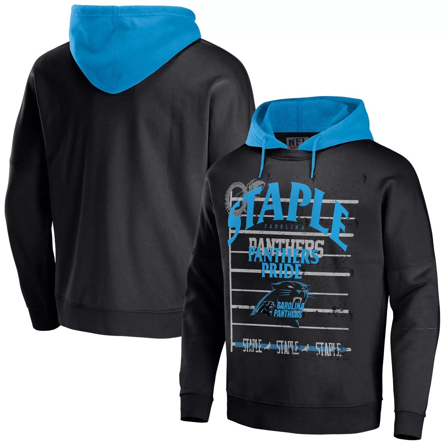 

Мужской винтажный пуловер с капюшоном NFL x Staple Black Carolina Panthers Throwback
