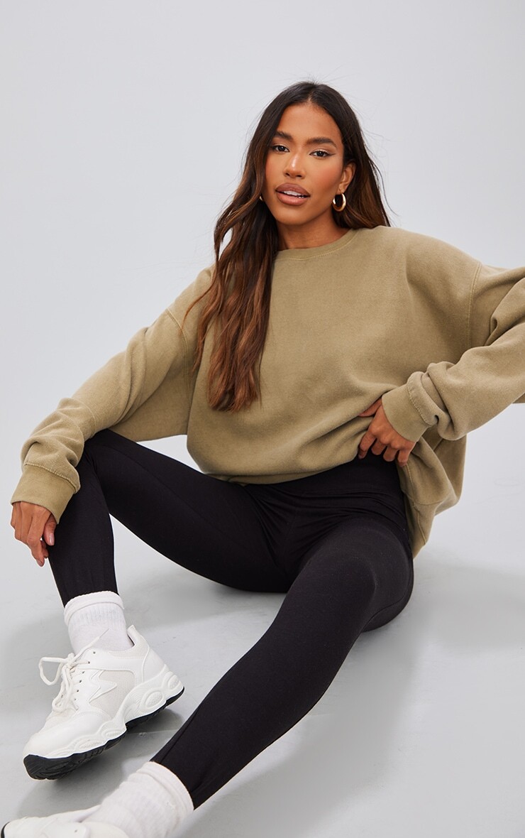 

PrettyLittleThing Черные хлопковые леггинсы с ребристым поясом