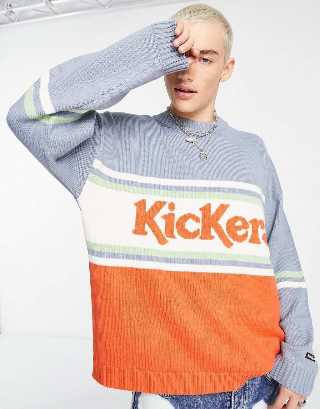 

Оранжевый вязаный джемпер с логотипом Kickers