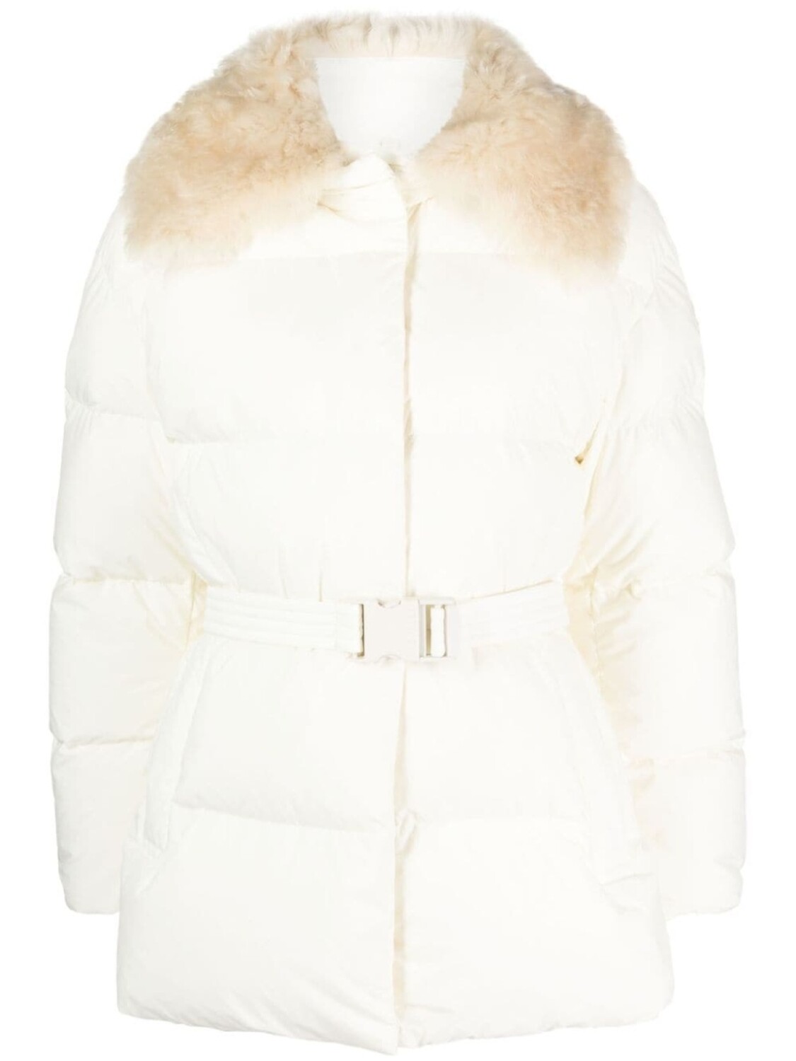 

Moncler пуховик Macareux с поясом, нейтральный цвет