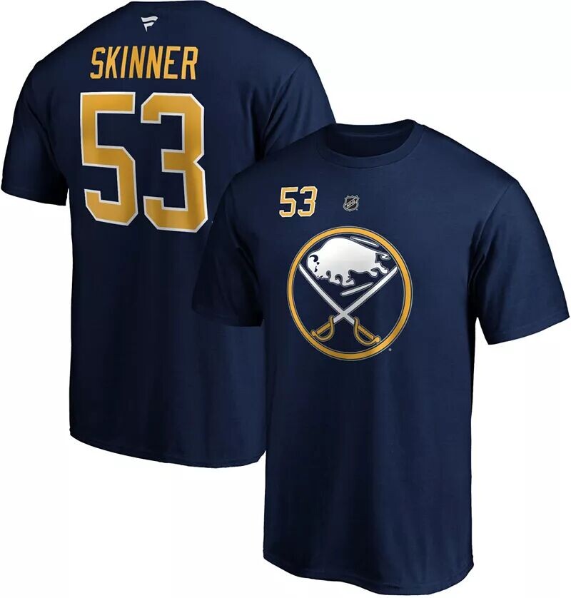 

Мужская футболка НХЛ Buffalo Sabers Jeff Skinner #53 темно-синего цвета с игроком