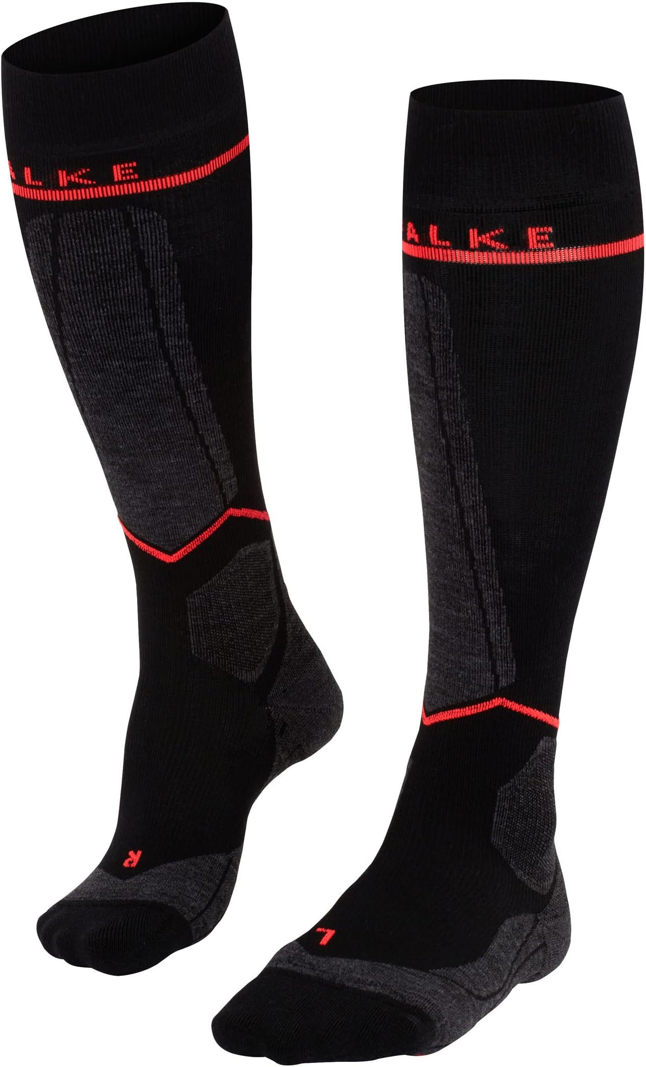 Лыжные носки до колена SK Energizing Wool W1 Falke, цвет Black/Neon Red