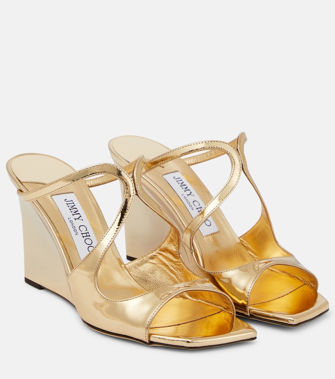 

Кожаные босоножки Anise 85 на танкетке Jimmy Choo, золотой