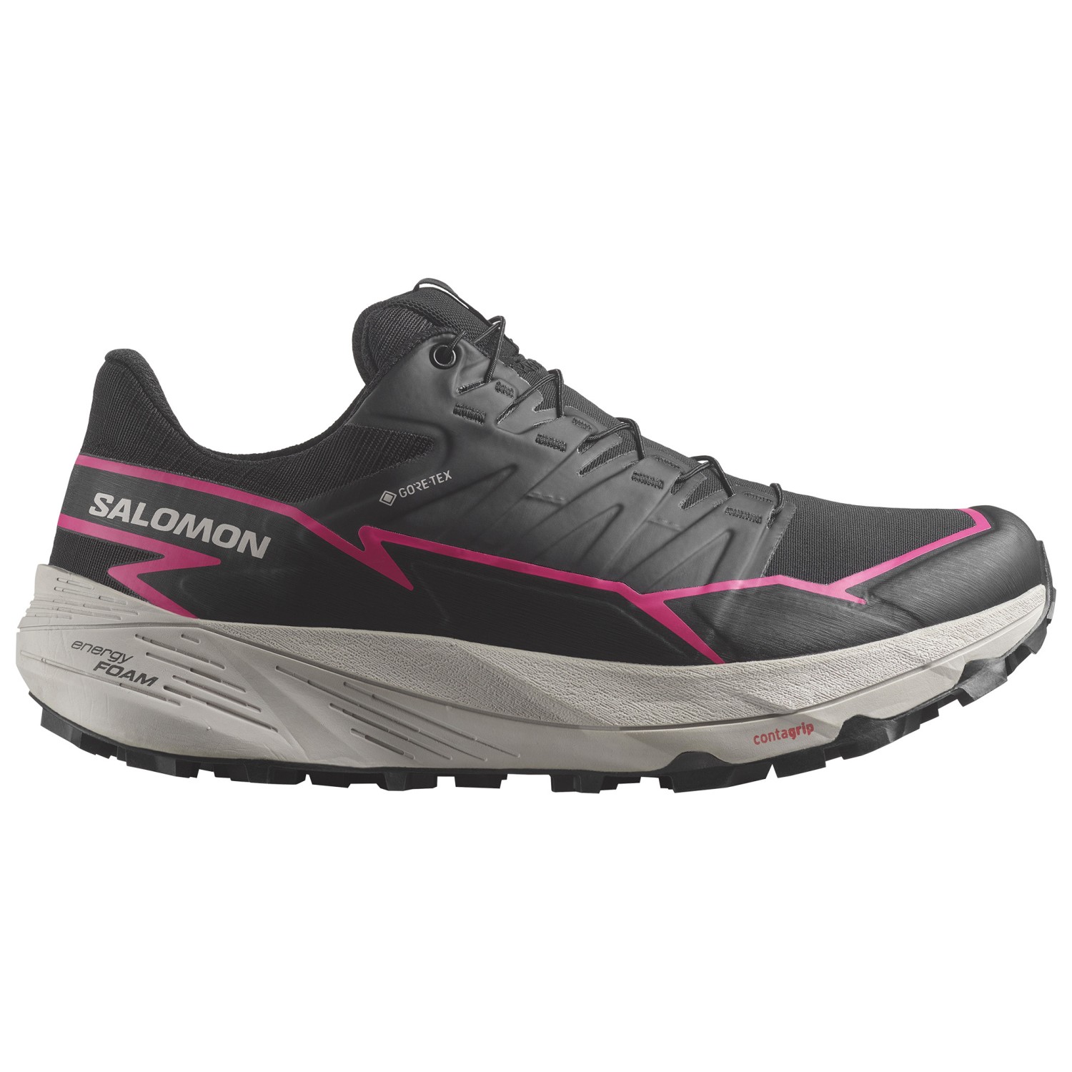 Кроссовки для бега по пересеченной местности Salomon Women's Thundercross GTX, цвет Black/Black/Pink Glo
