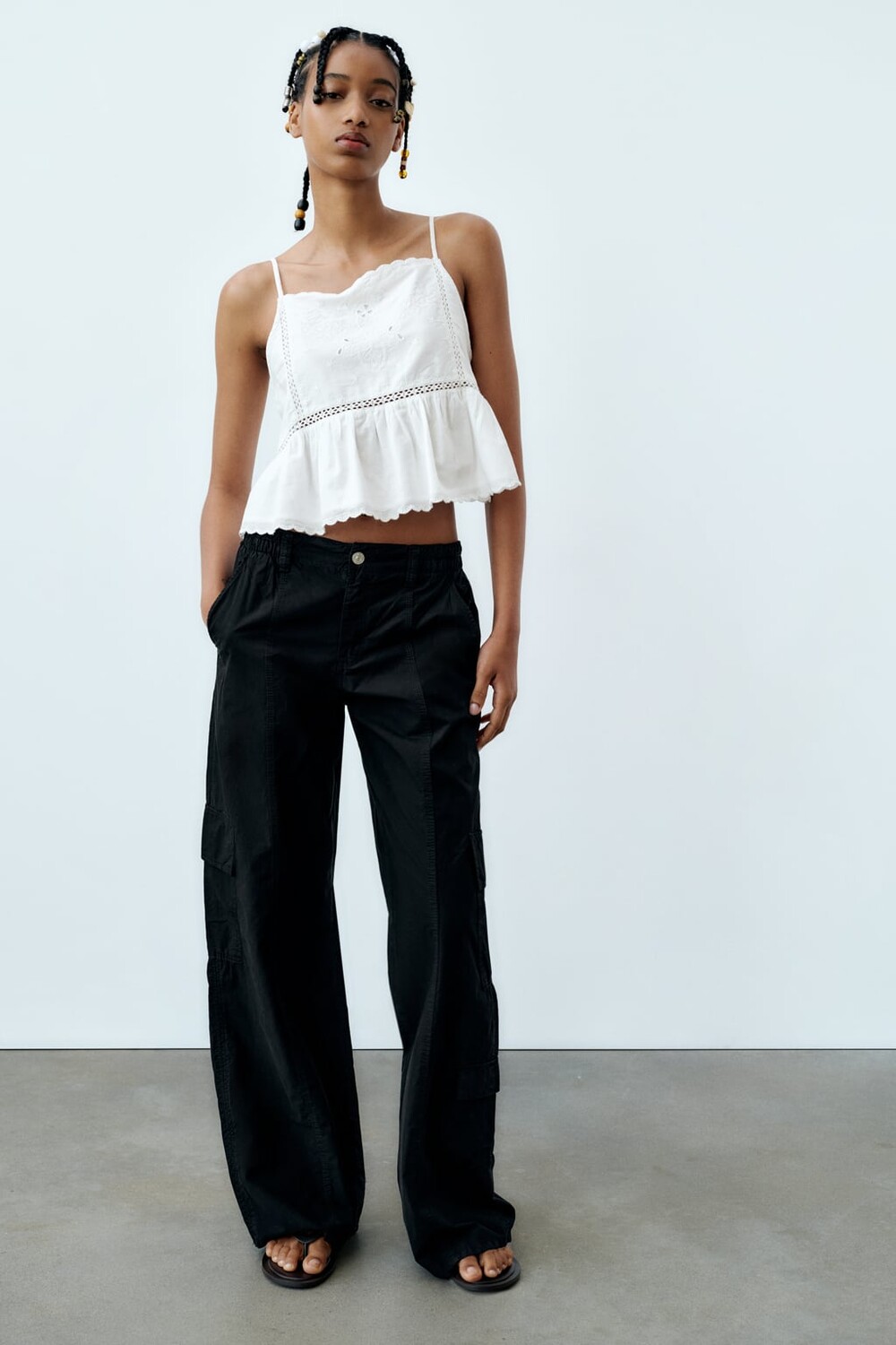 

Брюки парашют ZARA, черный
