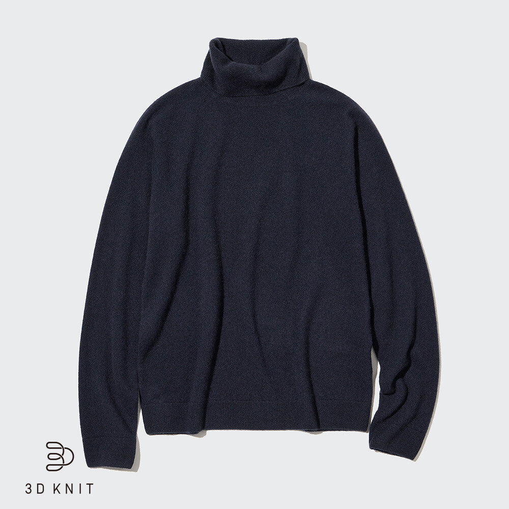 

Свитер Uniqlo кашемировый с принтом и двумя лацканами, темно-синий