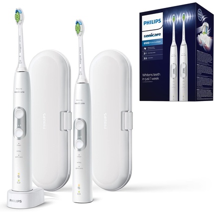 Электрическая звуковая зубная щетка Sonicare Protectiveclean 6100, белая, Philips электрическая зубная щетка philips sonicare protectiveclean 4300