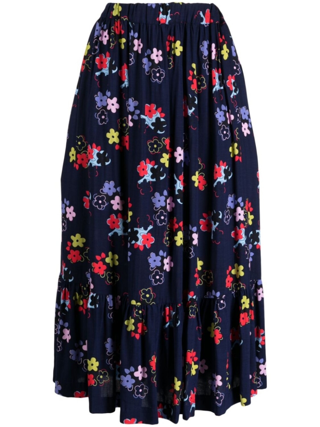 

Юбка-плиссе Comme Des Garçons Girl с цветочным принтом, синий