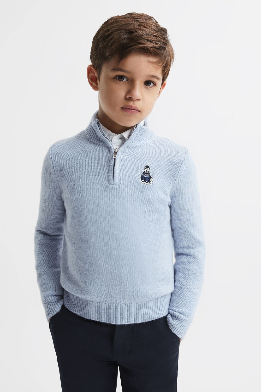 

И водолазка на шее и шерстяной мотив с короткой молнией Reiss Reiss, синий