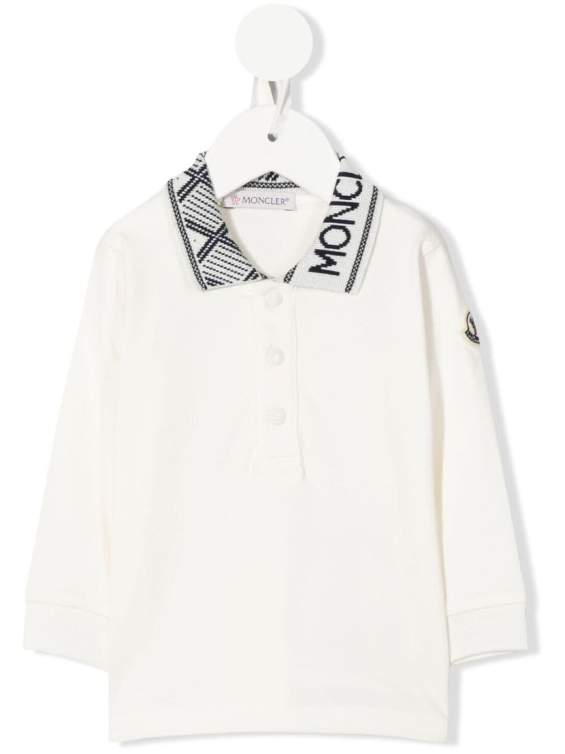 

Moncler Enfant рубашка поло с длинными рукавами и логотипом, белый