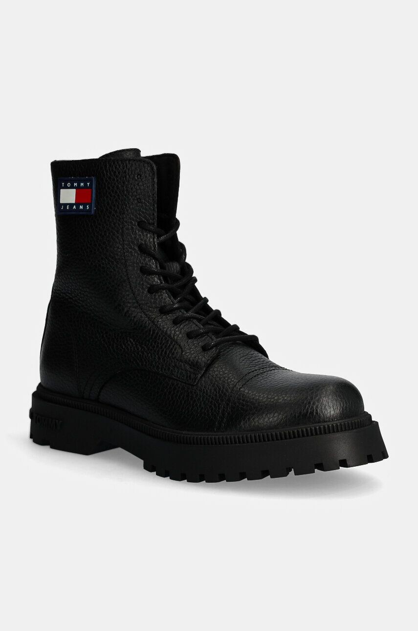 

Кожаные ботинки Tommy Jeans TJM LACE UP MID BOOT TUMBLED WL, черный