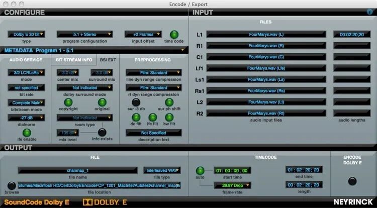 

Звуковой код Neyrinck для Dolby E Bundle