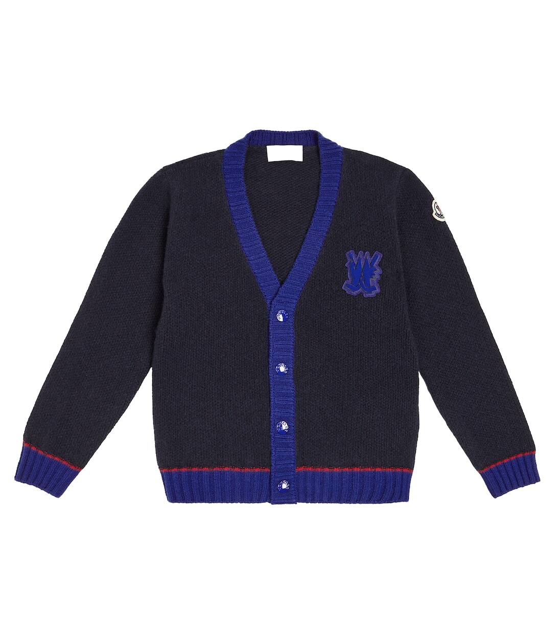 

Шерстяной кардиган с логотипом Moncler Enfant, синий