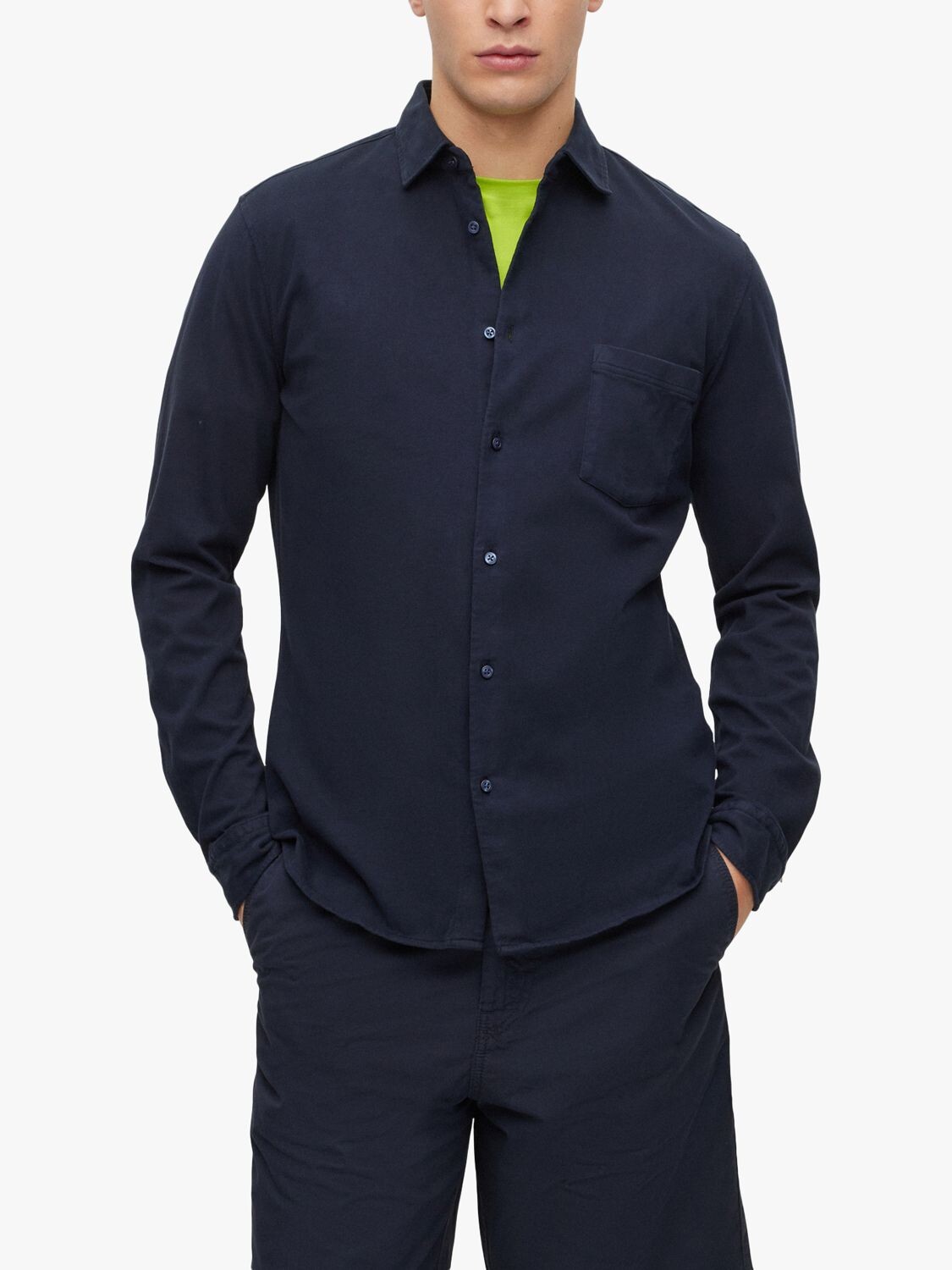 

Рубашка BOSS Mysoft 2 Slim Fit из хлопка и джерси HUGO BOSS, темно-синий