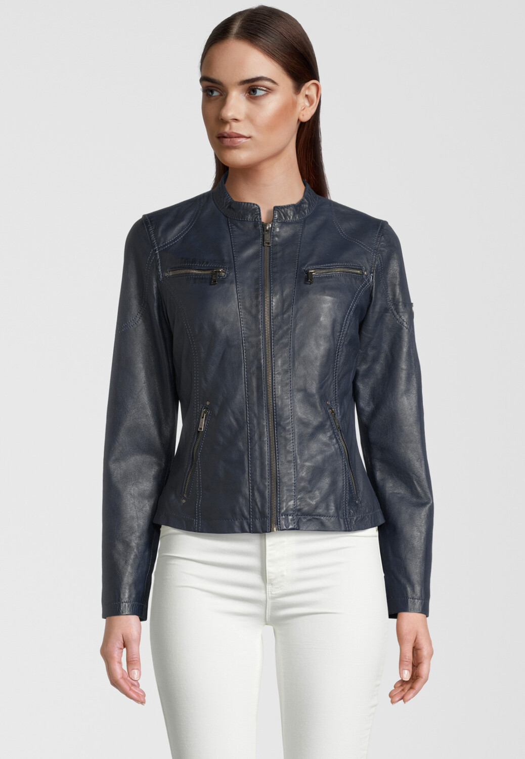 

Кожаная куртка H.I.S mit Label Patch, темно синий